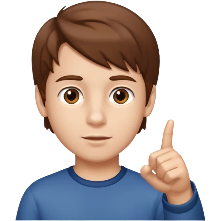 A boy poitning to the sideways. Full body. emoji