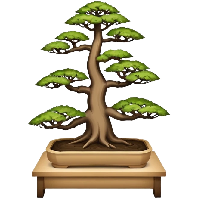Three tiered bonsai planters stand, shelving holding six specimens,frame made of one inch thick cardboard emoji