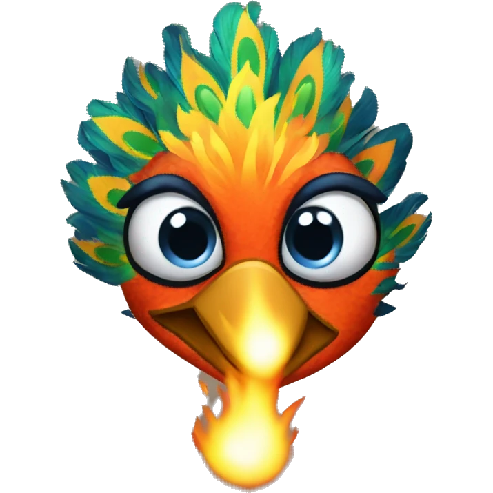 Flaming peacock emoji