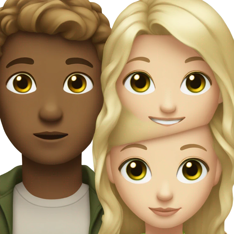 brown hair girl and blonde hair green eye boy emoji