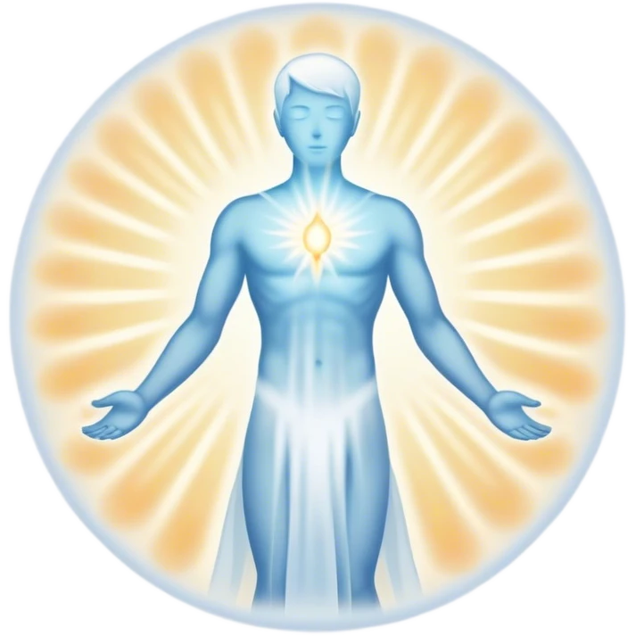 White strong spiritual aura emits from human silhouette  emoji