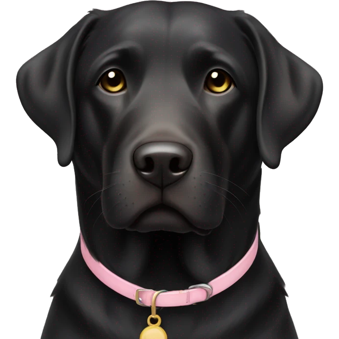 Black older Labrador with light pink collar  emoji
