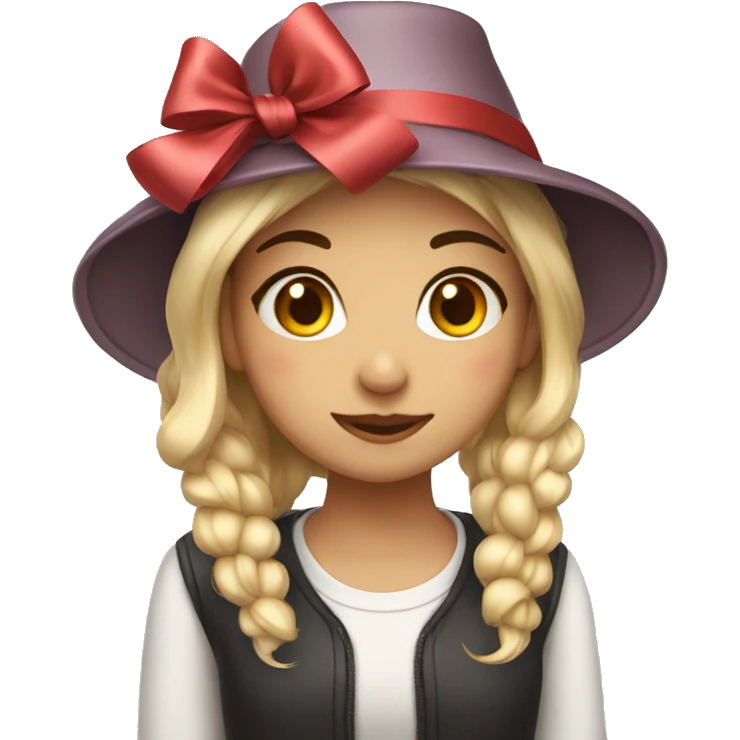 Cute girl In a New Year's hat with a bow emoji