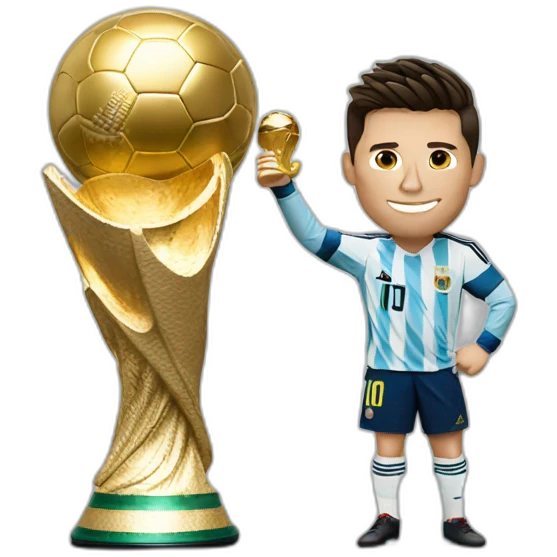 Cristiano Ronaldo and Messi holding the world cup emoji