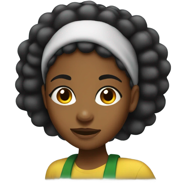 Jamaican girl with the word biggiedoo on her head emoji