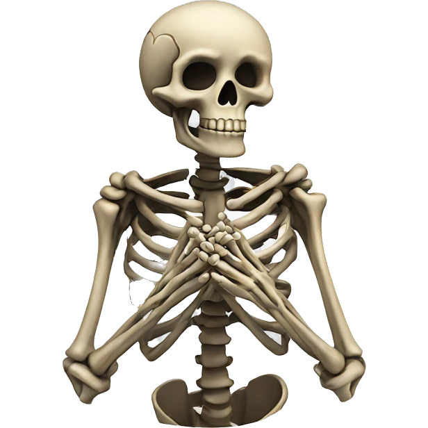 Skeleton wearing a chain while praying emoji