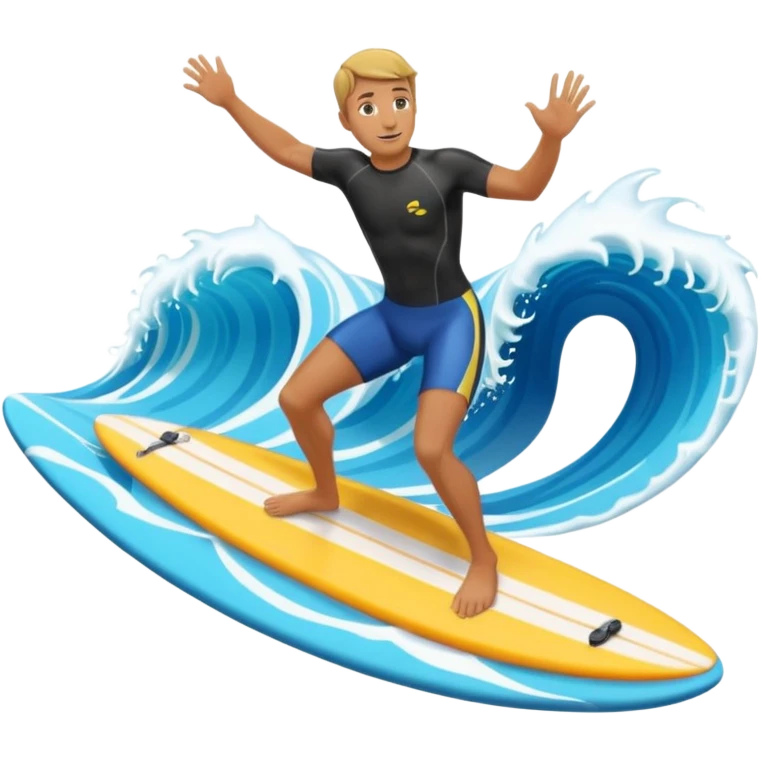Tanned guy surfs on a board on an artificial wave emoji