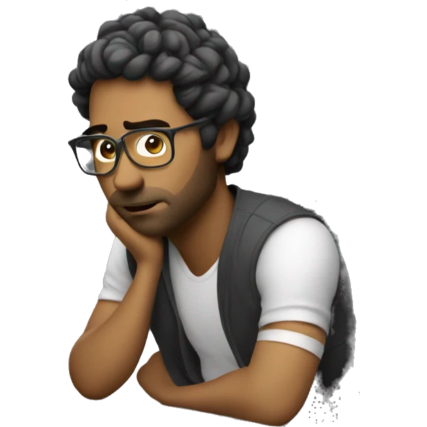 tired video editor sitting at the computer slouching emoji