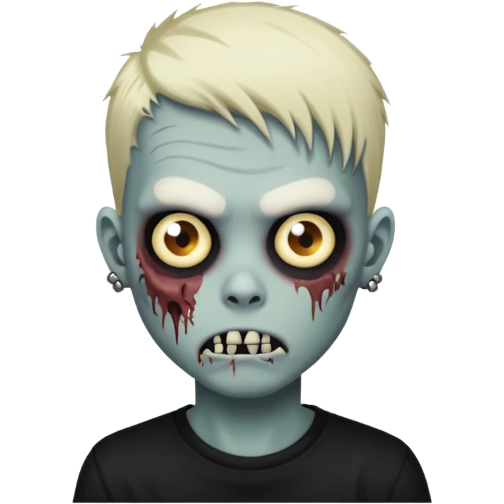 zombie boy with piercings emo hair and black shirt emoji