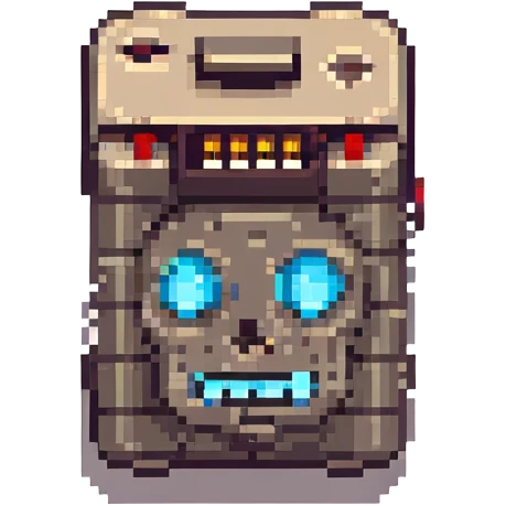 8-bit style dead battery icon with X-shaped eyes emoji