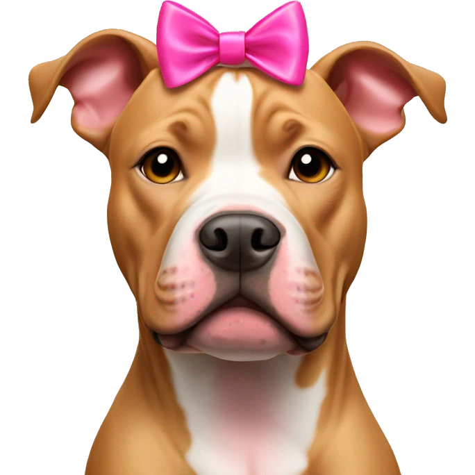 Tan pitbull with pink bow on head emoji