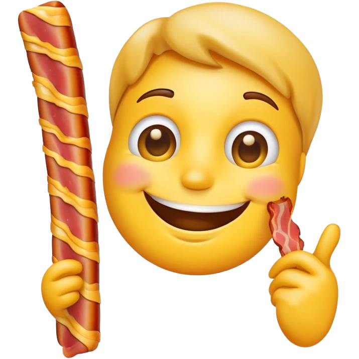 smiling emoji holding a bacon strip emoji