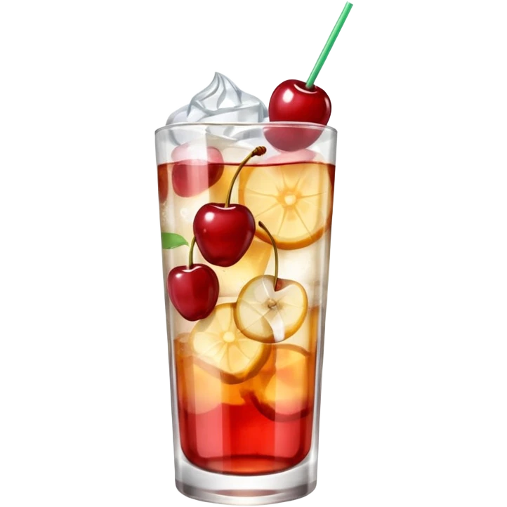 Japanese cream soda on a glass with ice cherry on top emoji
