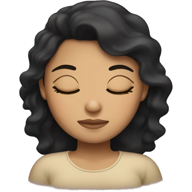Tan girl with black hair sleeping emoji