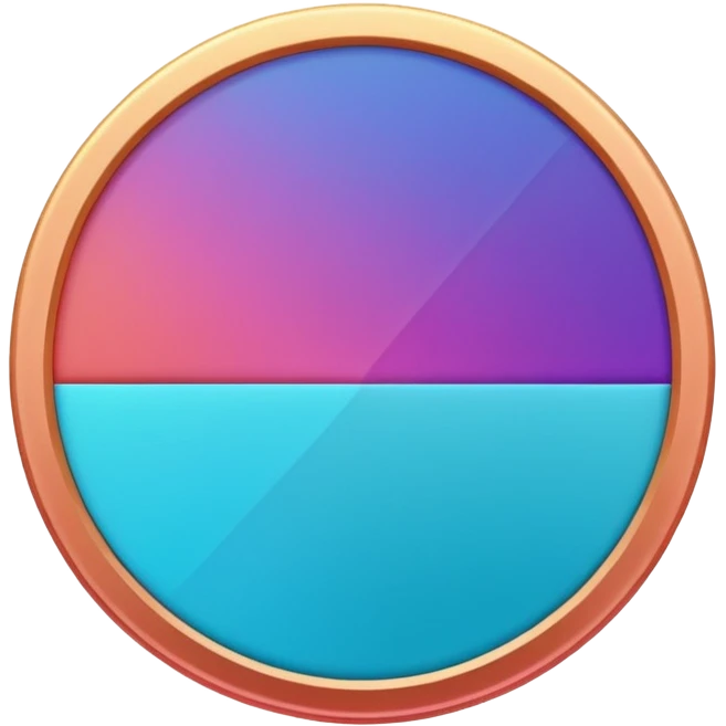 
One  Rotate 55 degree  coin color in in gradient of turquoise, blue, pink, purple, and coral emoji