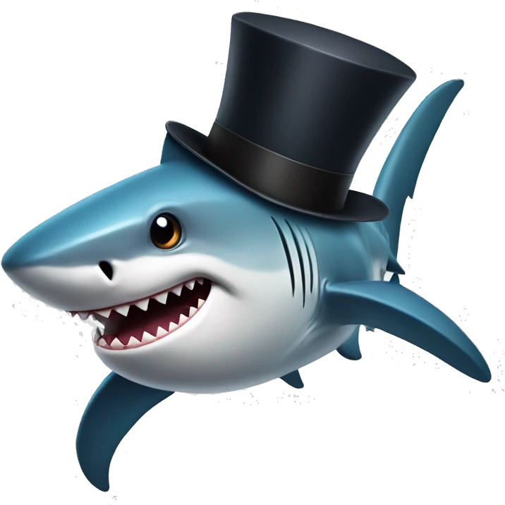 Shark with a top hat emoji