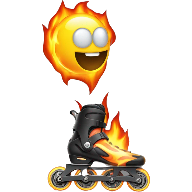 Rollerblade in line with wheels on fire emoji