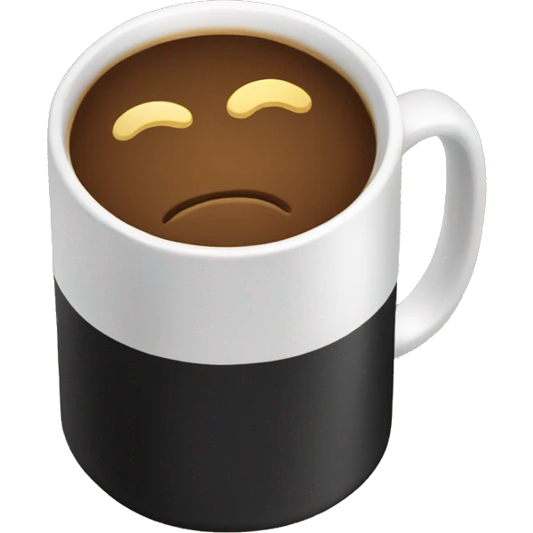 black mug with coffee  emoji