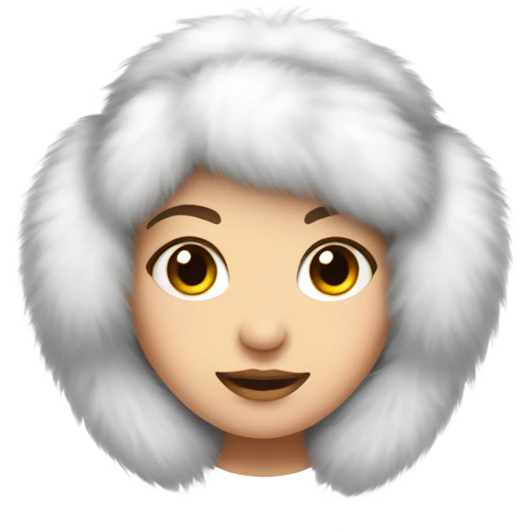 Girl in white big fluffy fur ear muffs emoji