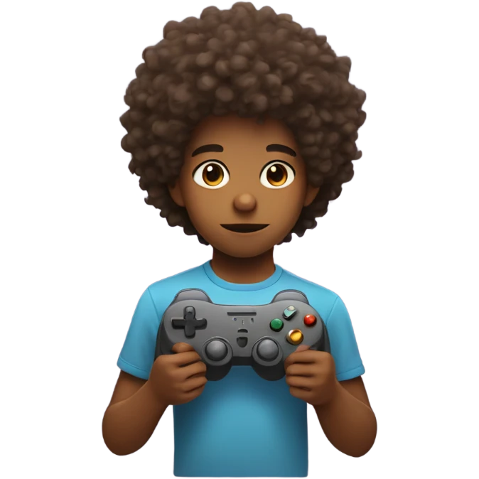 Kid with fluffy hair playing video games emoji
