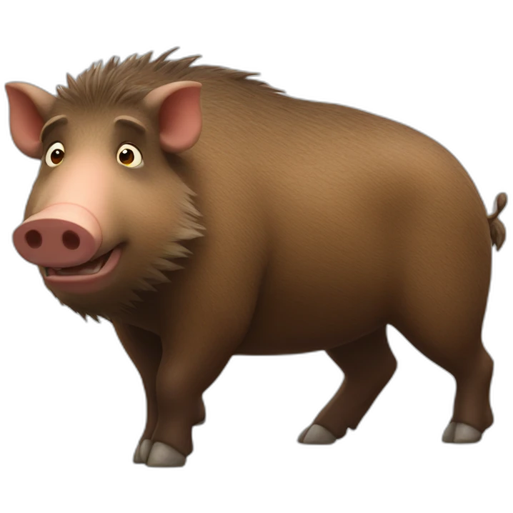 pixar brown boar with white tusks emoji