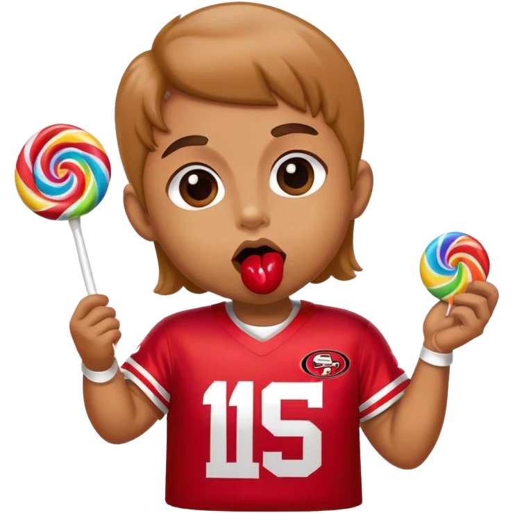 Gay pride 49ers fan licking rainbow lollipop emoji