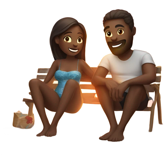 Couple enjoying beach sunset emoji