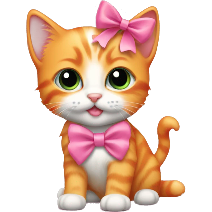 orange kitten with pink bow emoji