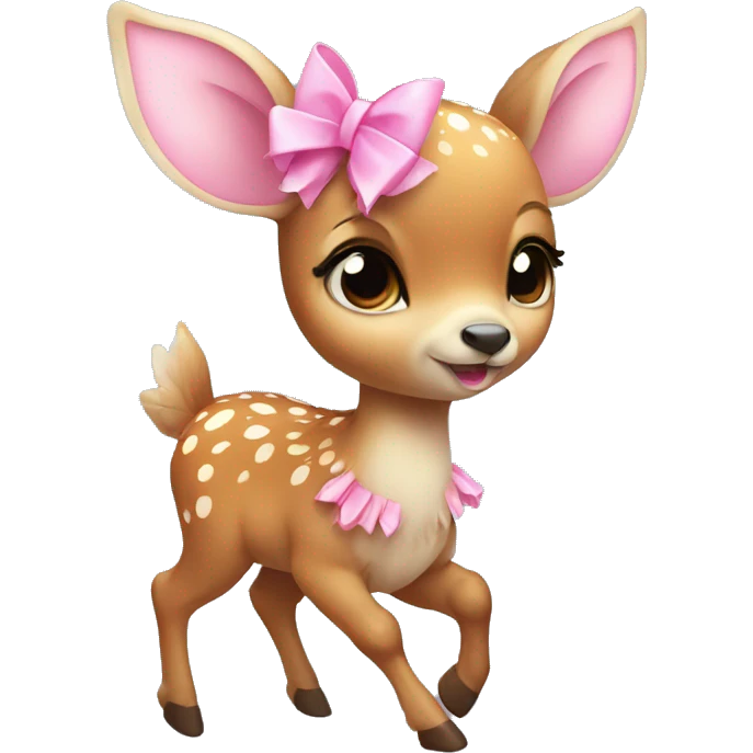 baby deer with fairy wings and a pink bow around its neck  emoji