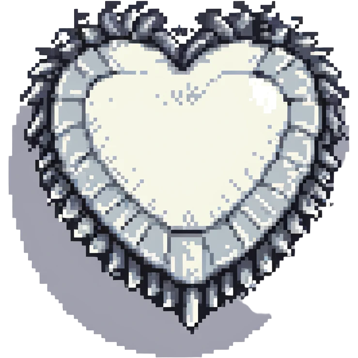 silver goth heart, gothic, spiked, Pixel Art style, no text emoji