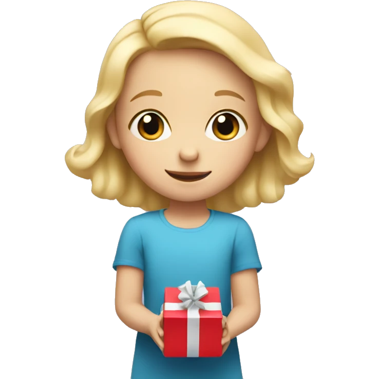 A small blonde-haired child holding two gifts in their hands emoji