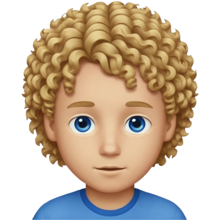 Boy with curly brown-blonde hair with blue eyes emoji