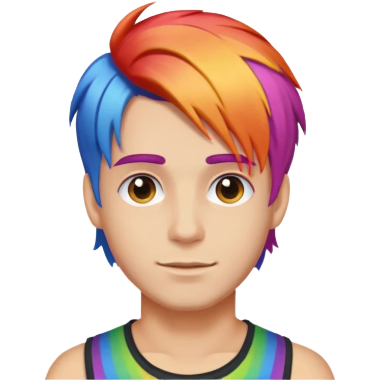 Guy with rainbow hair emoji