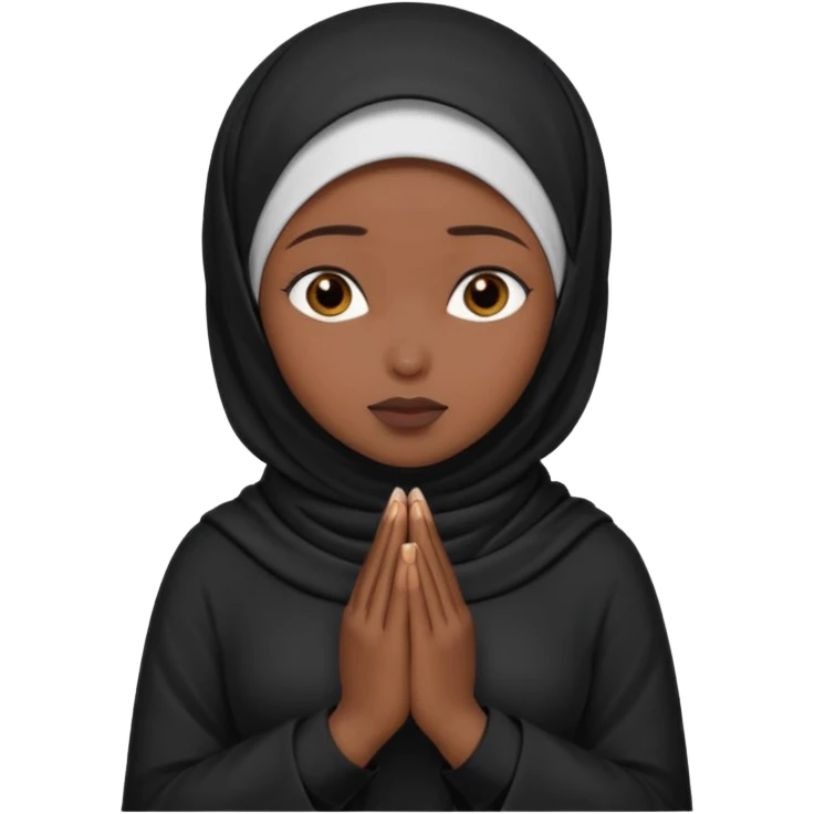 darkskin muslim black woman praying with dark hijab emoji