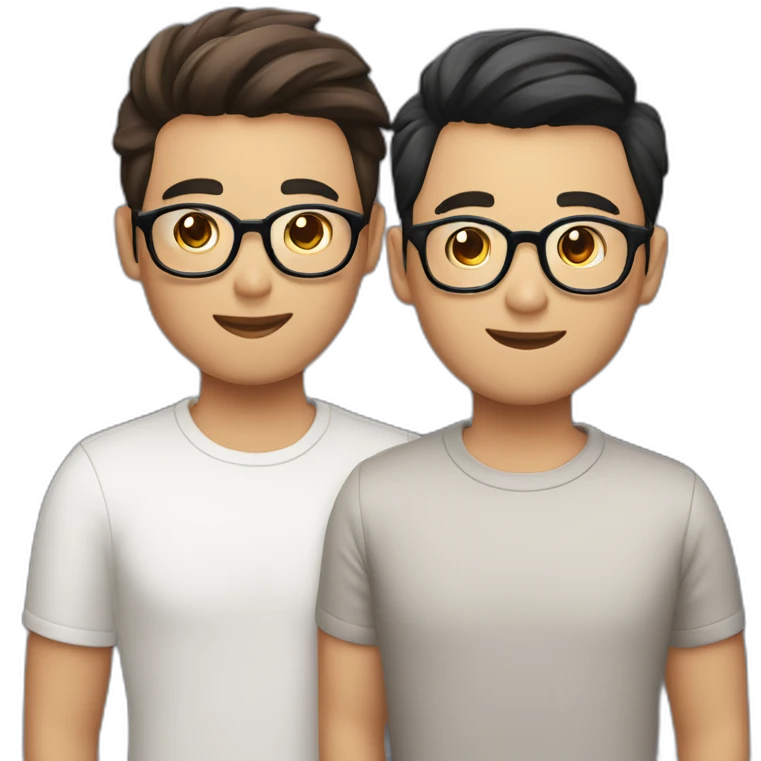 A Sichuanese gay couple with glasses and medium hair e boy emoji