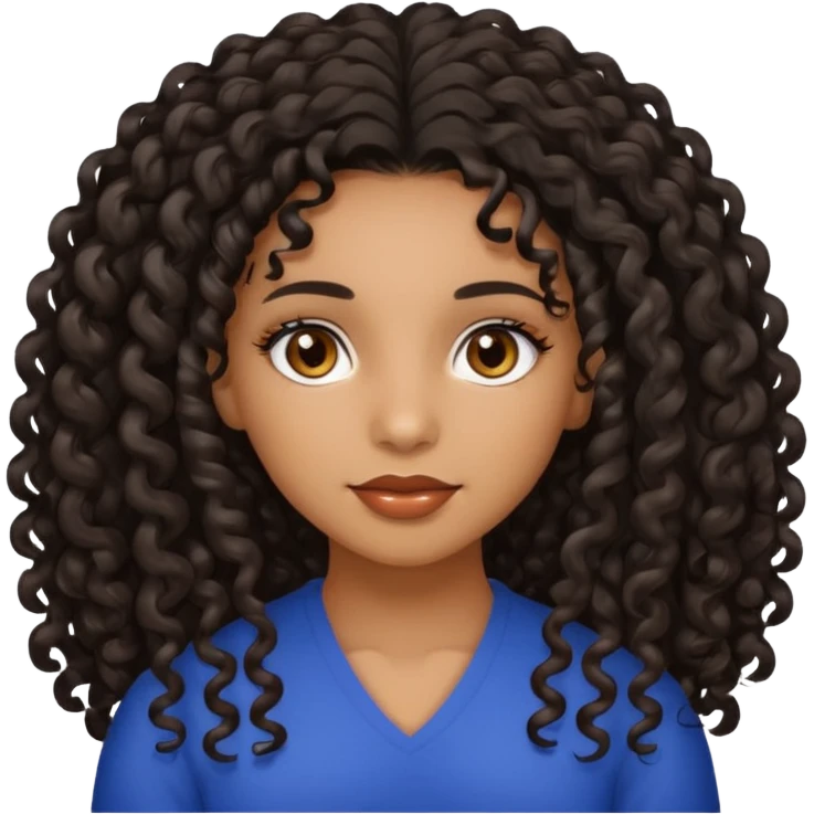 Beautiful Haitian and Puerto Rican girl with light brown skin and long black length very curly hair and beautiful hazel eyes emoji