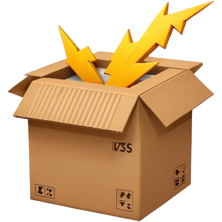 lightning with a logistic box emoji