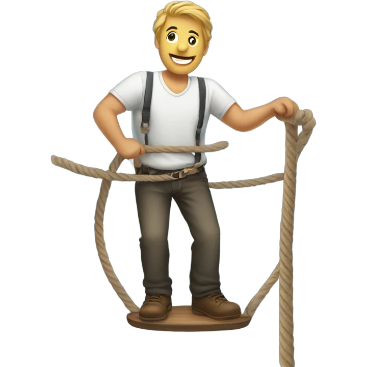 Guy standing on a chair with a rope in his hand emoji