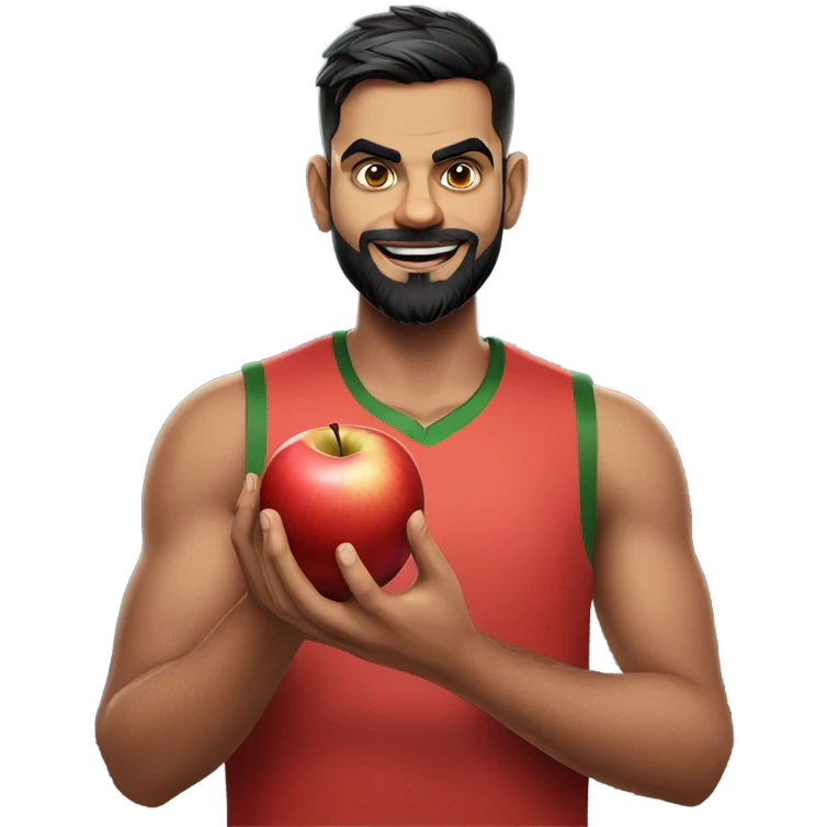 Virat kohli holding Apple emoji