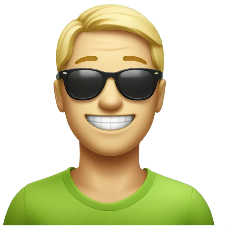 A smiley face with sunglasses saying thanks champ emoji