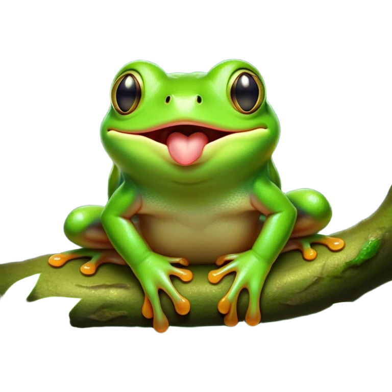 Cinematic Cute Yawning Green Tree Frog Portrait Emoji, Head tilted slightly with a dramatic, wide-open yawn, showcasing a compact, vivid green body with gently drooping eyelids and half-closed, drowsy eyes, Simplified yet irresistibly adorable features, highly detailed, glowing with a soft, cozy jungle glow, high shine, relaxed yet expressive, stylized with a dash of whimsical amphibian charm, soft glowing outline, capturing the essence of a drowsy yet affectionate green tree frog that appears ready to stretch out for a nap! emoji