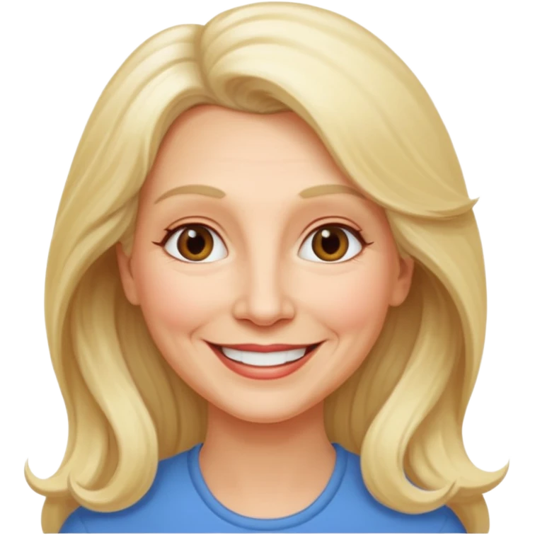 Femme 65 ans blonde cheveux long souriante emoji