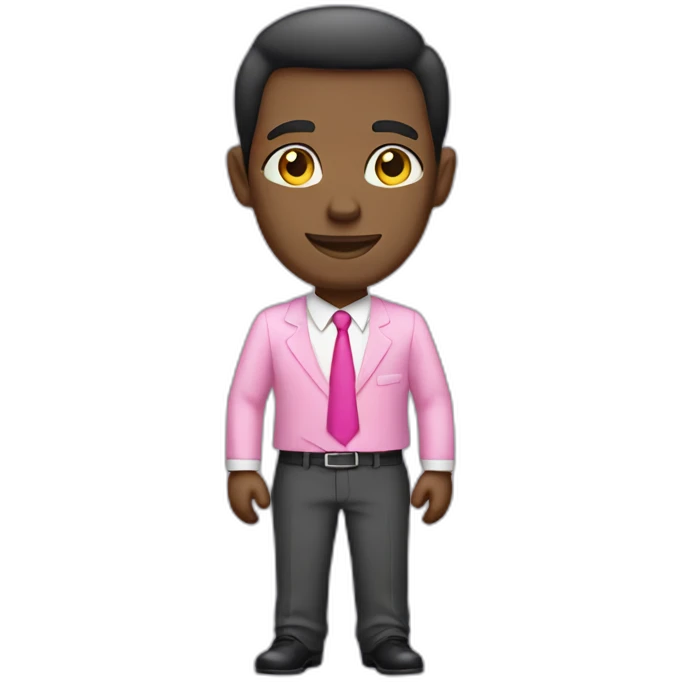 afroamerican salesman in formal dress and with pink shirt emoji
