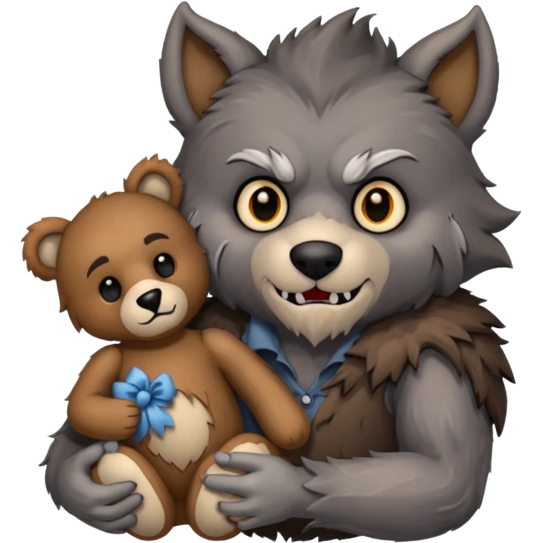 Werewolf with teddy bear toy  emoji