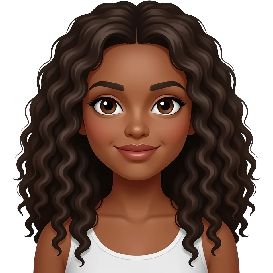 mulher morena, cacheada emoji