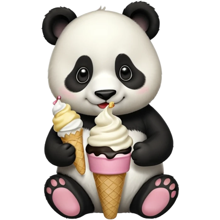 Panda eating ice cream emoji