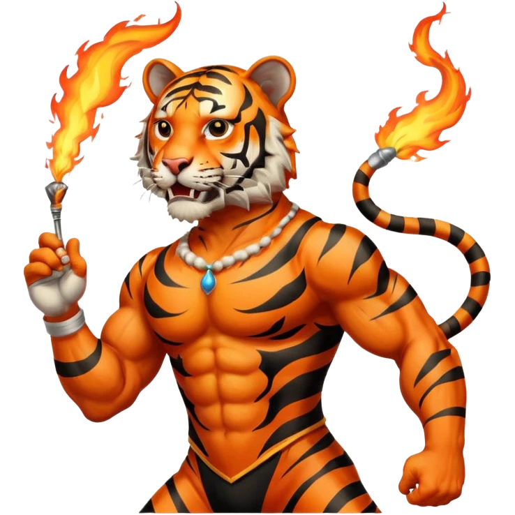 tiger  vintage-circus-performer-spitting-fire emoji