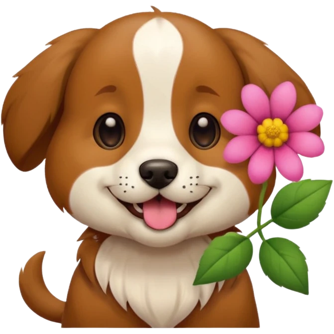 Dog with flower in mouth  emoji