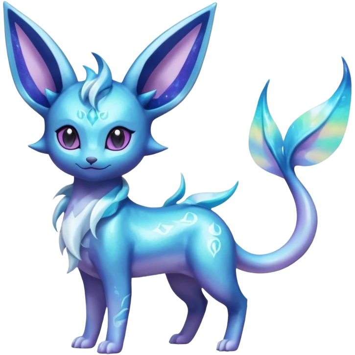 Shiny Nebulae Espeon-Lumineon-Vaporeon-Amaura-Glaceon-Dragonair-Fakémon-hybrid-creature (full body)  emoji