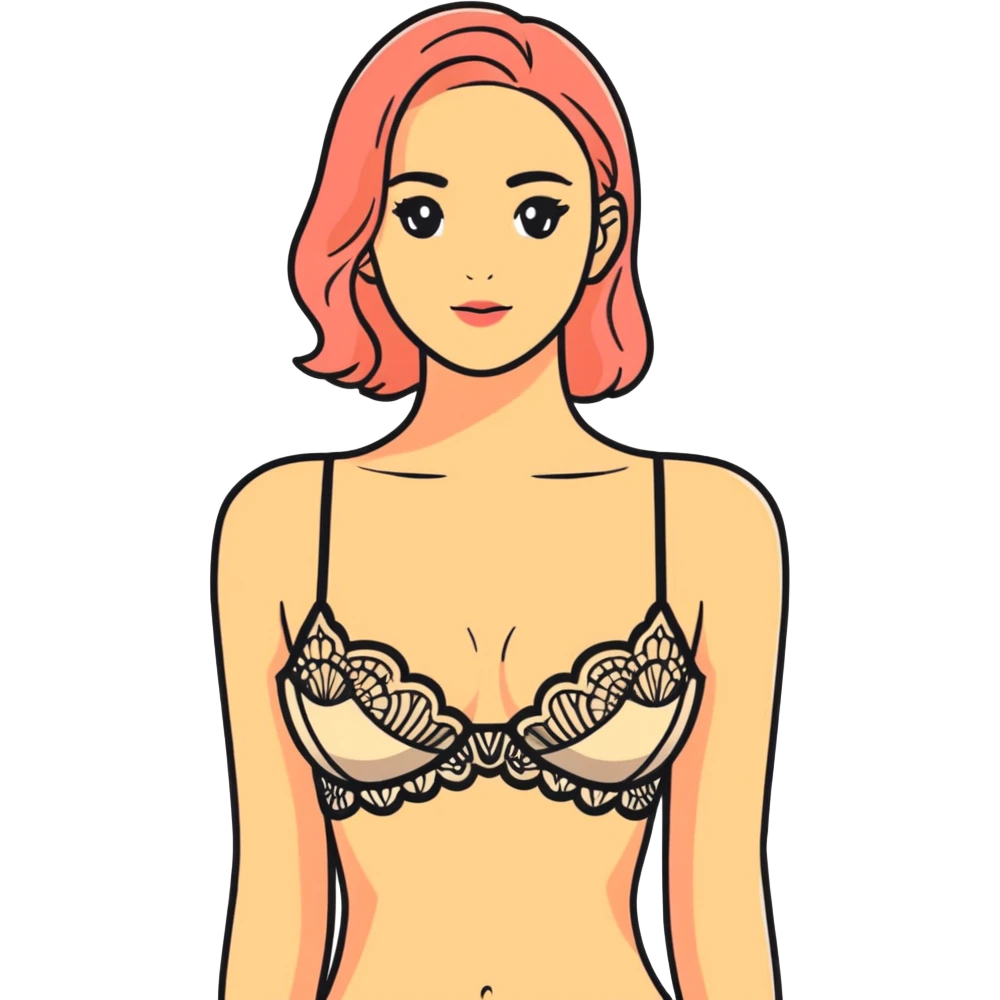 A woman with a lace bra emoji